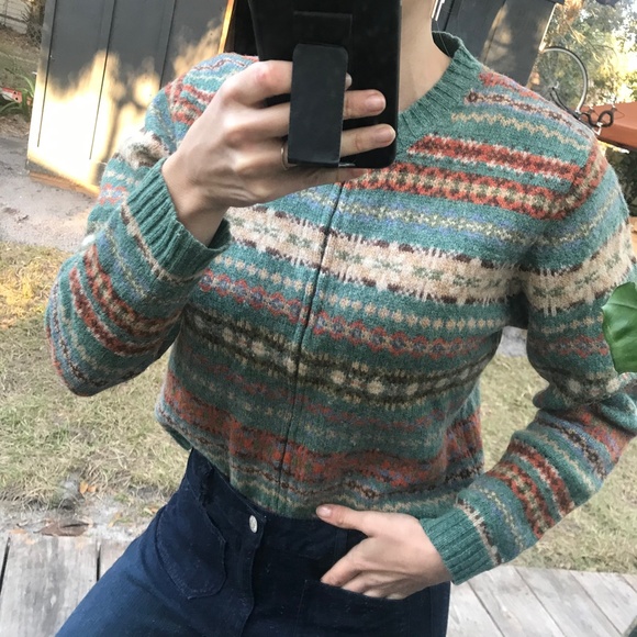 fair isle sweater shetland wool zip up - Picture 2 of 4